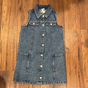 NWOT Sleeveless Denim Button-Down Dress Cat & Jack Girls XL (14)
